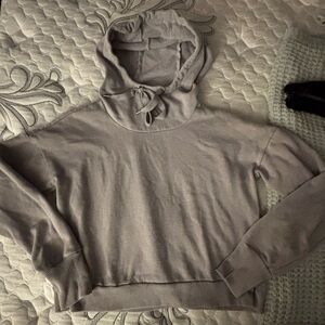 90 Degree By Reflex Cropped Light Gray Hoodie